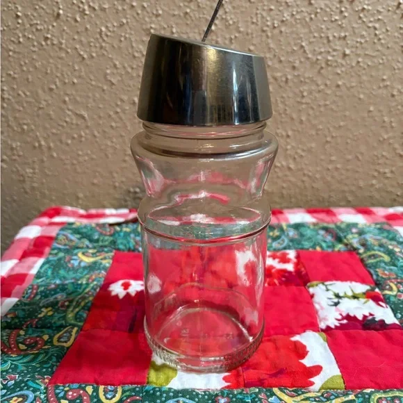 Vintage Clear Glass Sugar Shaker with Metal Lid